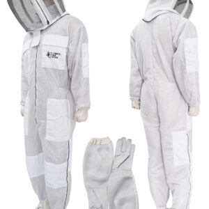 3 Layer Mesh Ventilated Beekeeping Suit in Color White Fencing Veil Size (S-5XL)