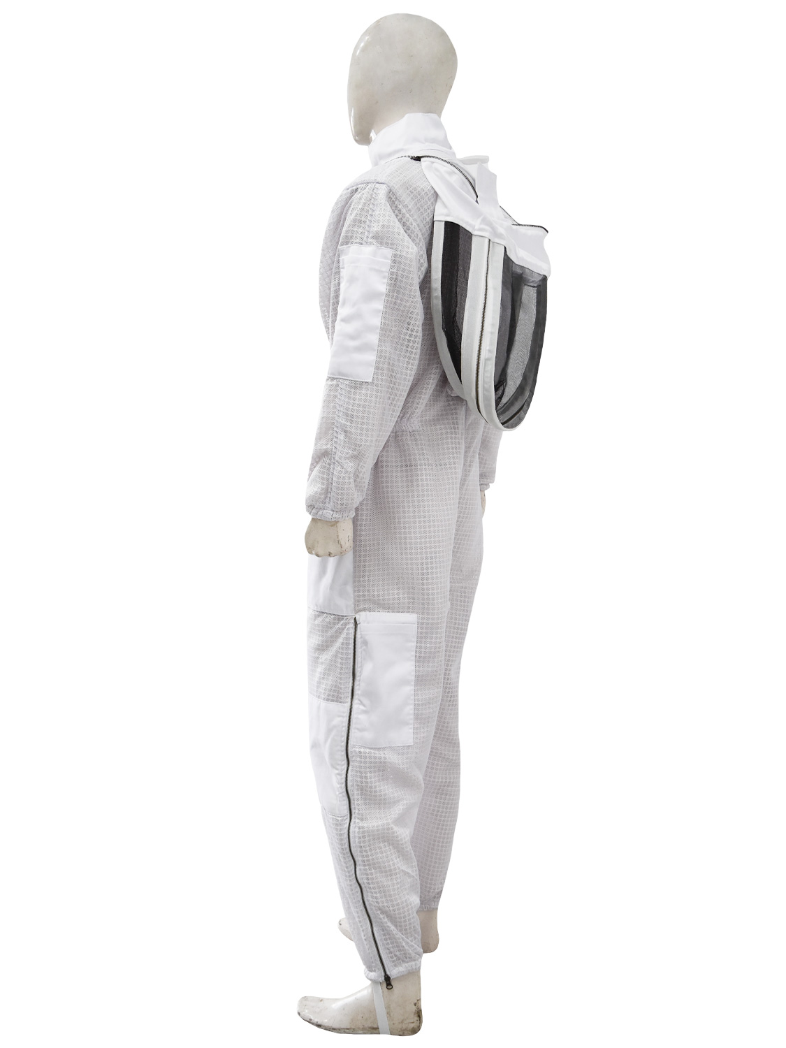 3 Layer Mesh Ultra Ventilated Beekeeping Suit in White Fencing Veil With a Extra Veil and Pair of Gloves (S-5XL) - Image 4