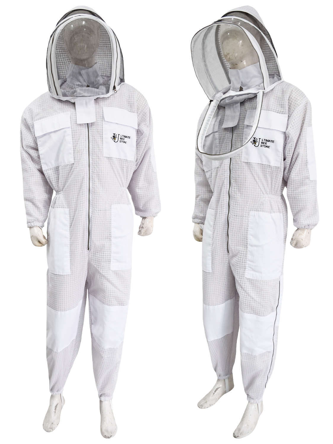 3 Layer Mesh Ventilated Beekeeping Suit in Color White Fencing Veil Size (S-5XL) - Image 2