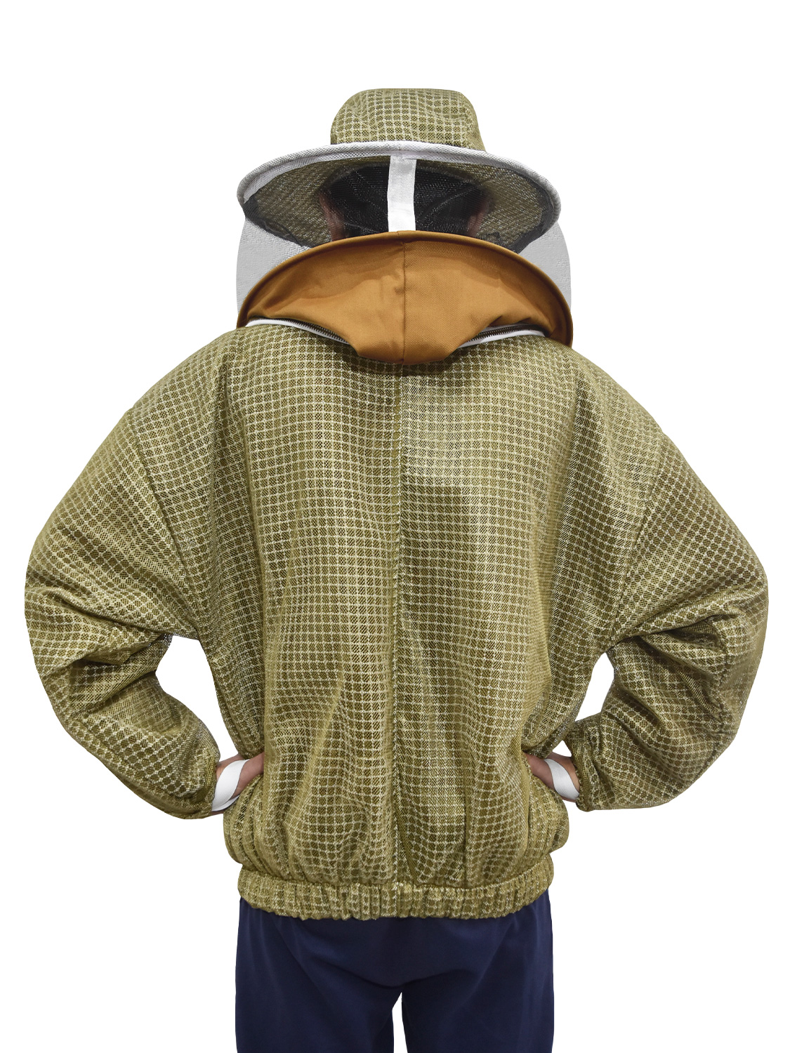 3 Layer Mesh Ventilated Beekeeping Jacket Round Veil in Khaki Size (S-5XL) - Image 3