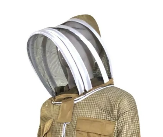 3 Layer Mesh Ultra Ventilated Beekeeping Suit in Khaki Round Veil With a Extra Veil and Pair of Gloves (S-5XL) - Image 6