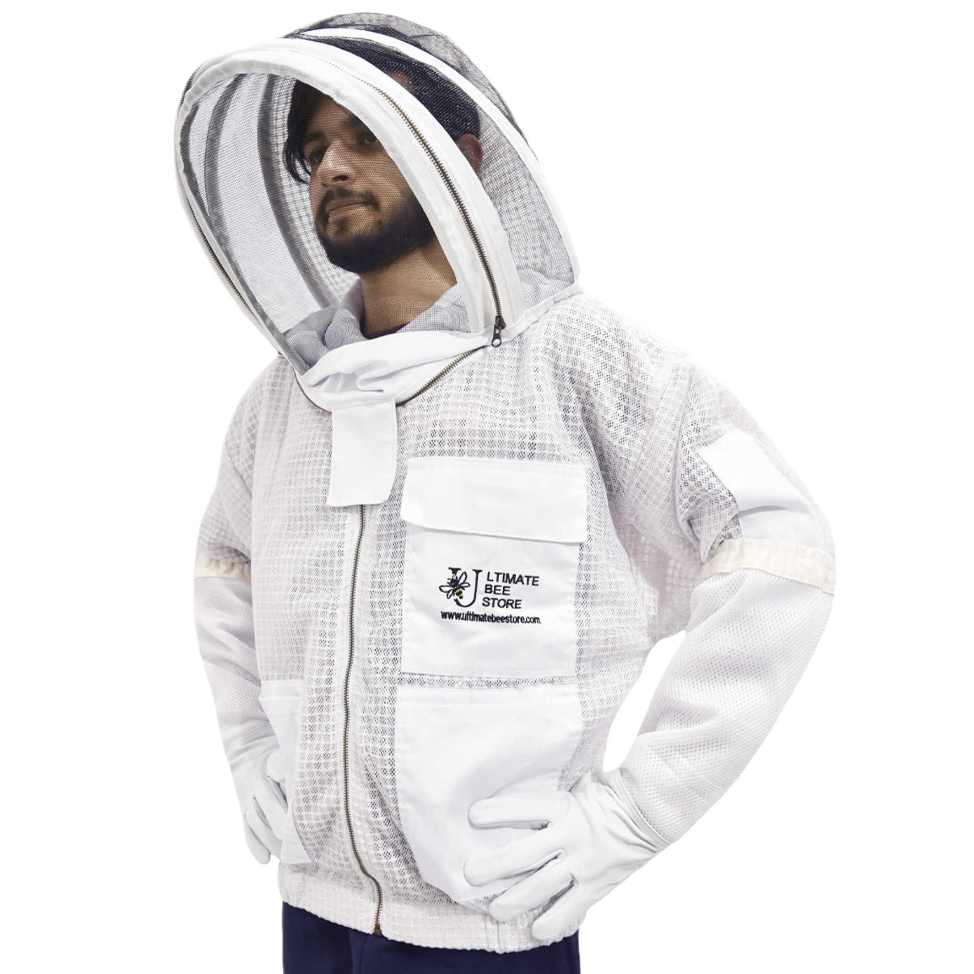 3 Layer Mesh Ventilated Beekeeping Jacket Fencing Veil in white Size (S-5XL)