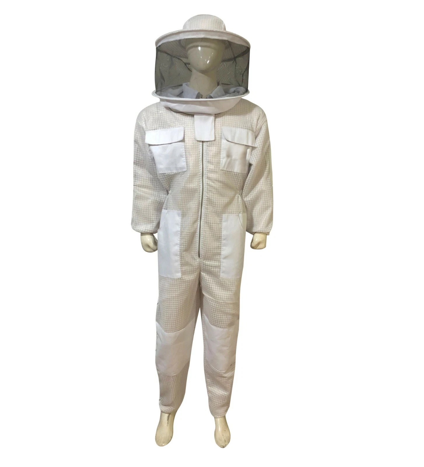 3 Layer Mesh Ultra Ventilated Beekeeping Suit in White Round Veil With a Extra Veil and Pair of Gloves (S-5XL) - Image 2